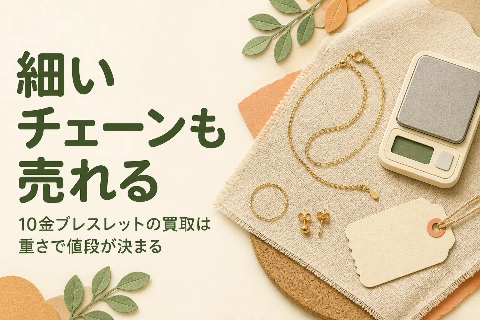 10金ブレスレット・アンクレットの買取と細いチェーンの値段を説明する記事のアイキャッチ