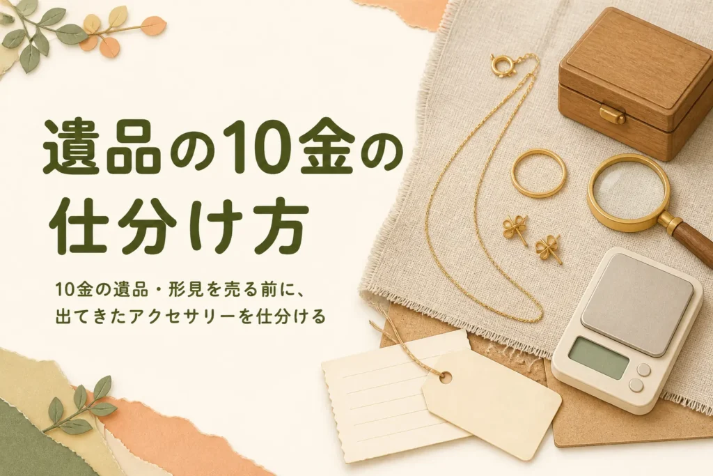 遺品・形見の10金の仕分け方を説明する記事のアイキャッチ
