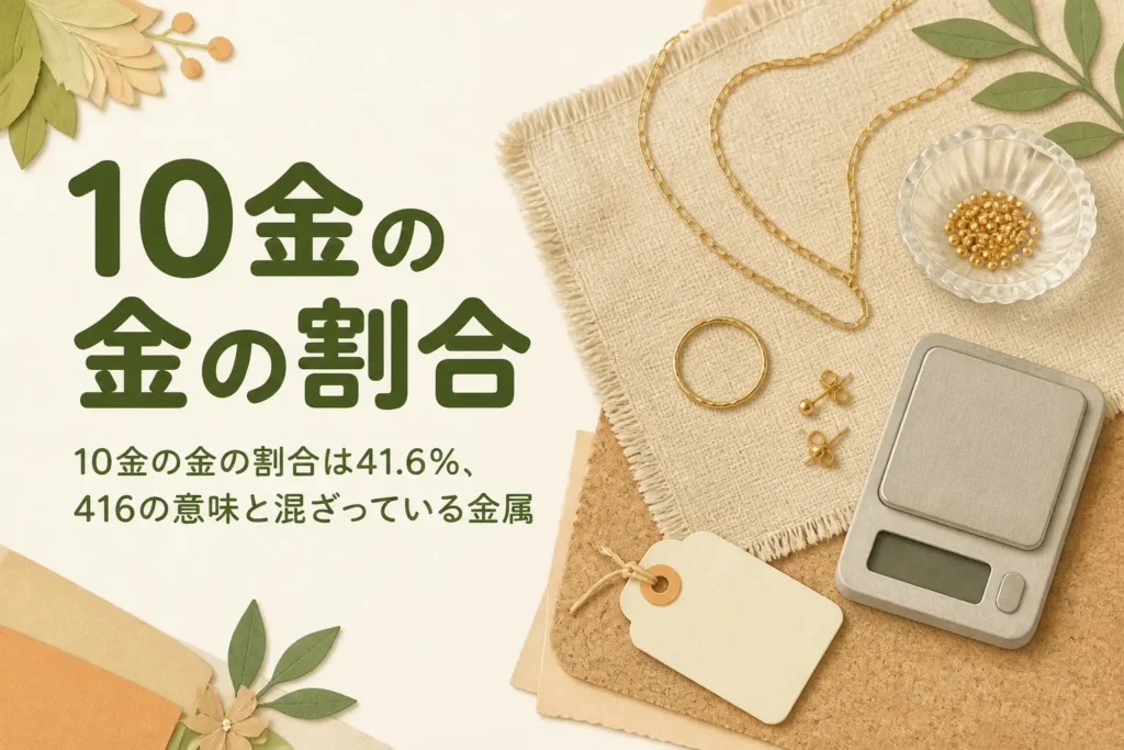 10金の金の割合41.6%と混ざっている金属を説明する記事のアイキャッチ
