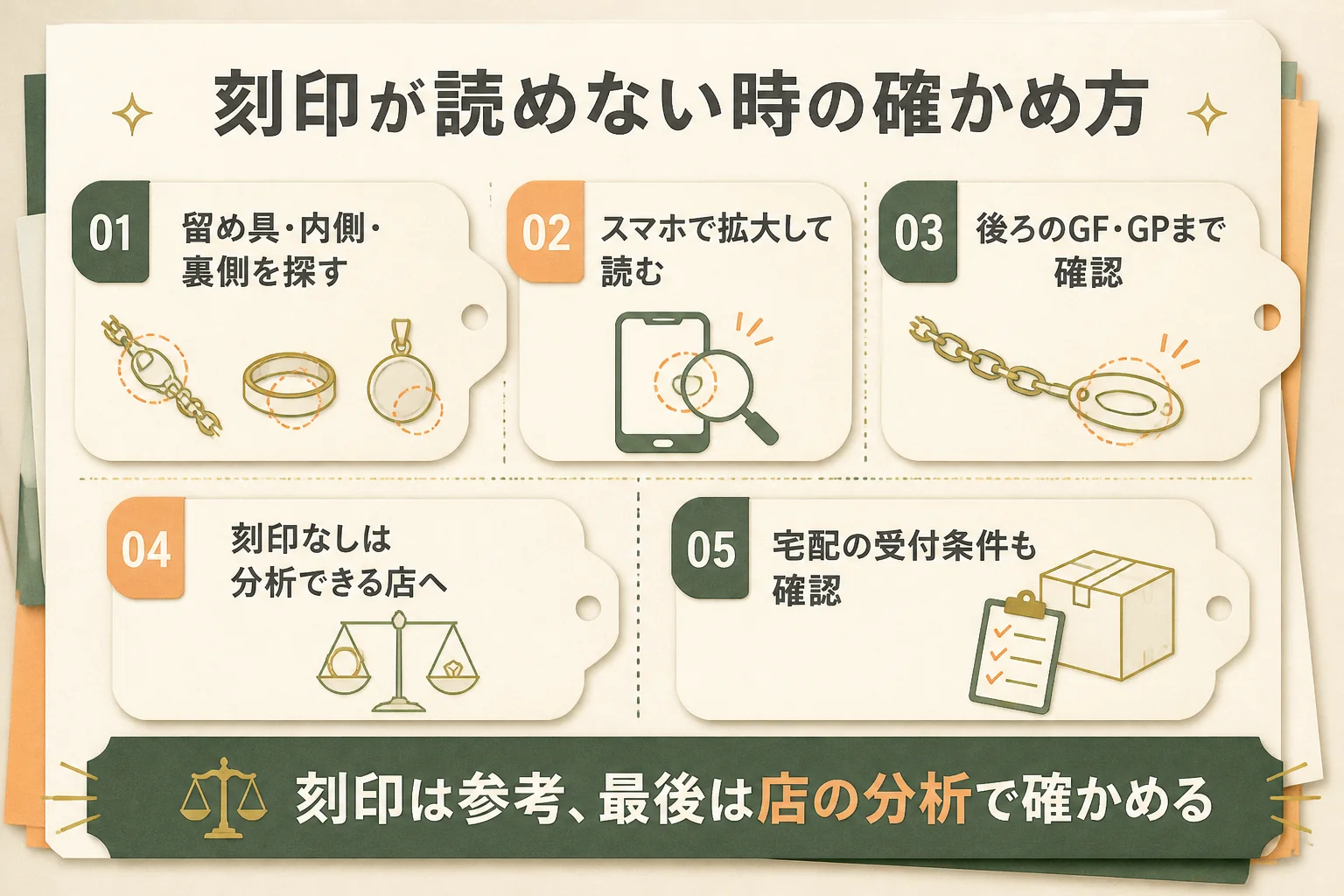 刻印が読めない時の確かめ方と査定までの流れの図解