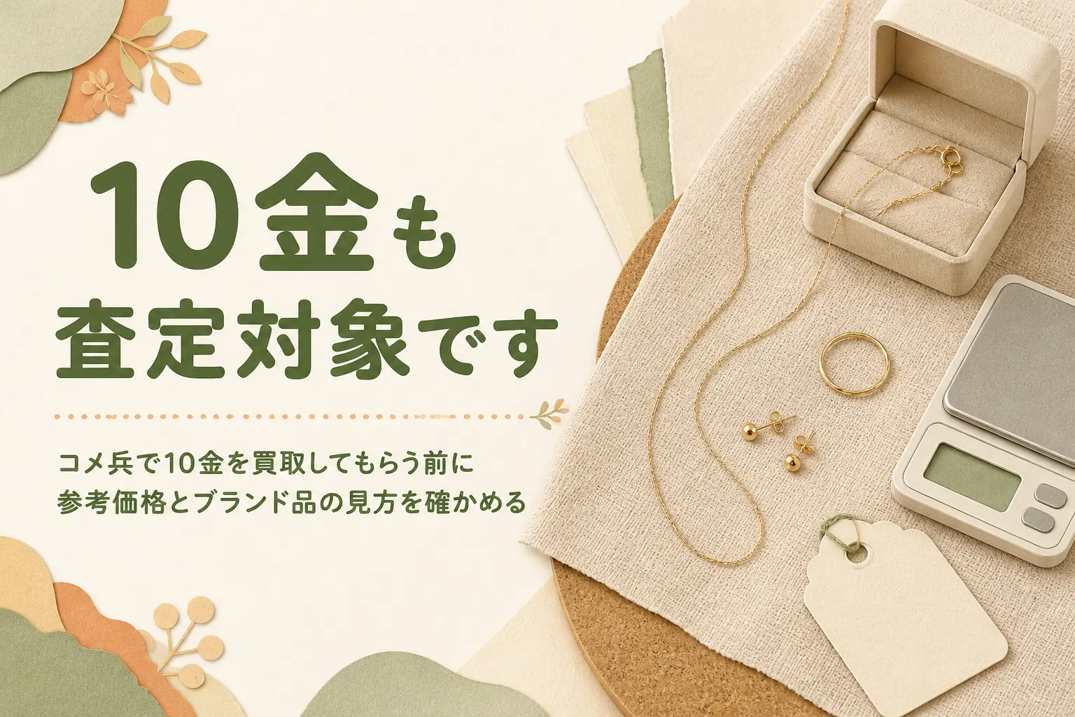 コメ兵で10金を買取してもらう時の参考価格とブランド品の査定を紹介する記事のアイキャッチ