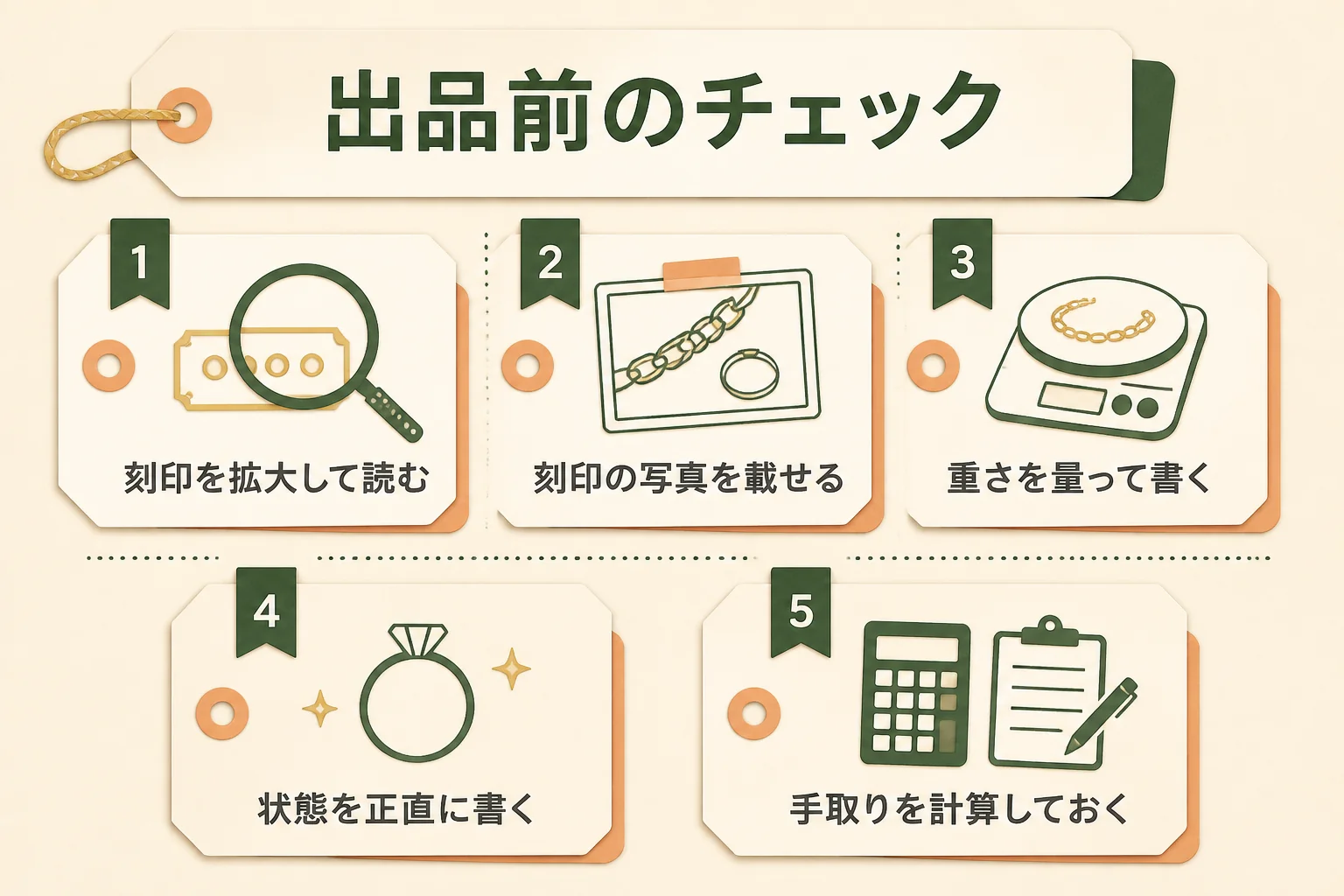 10金をフリマで売る前のチェックの図解