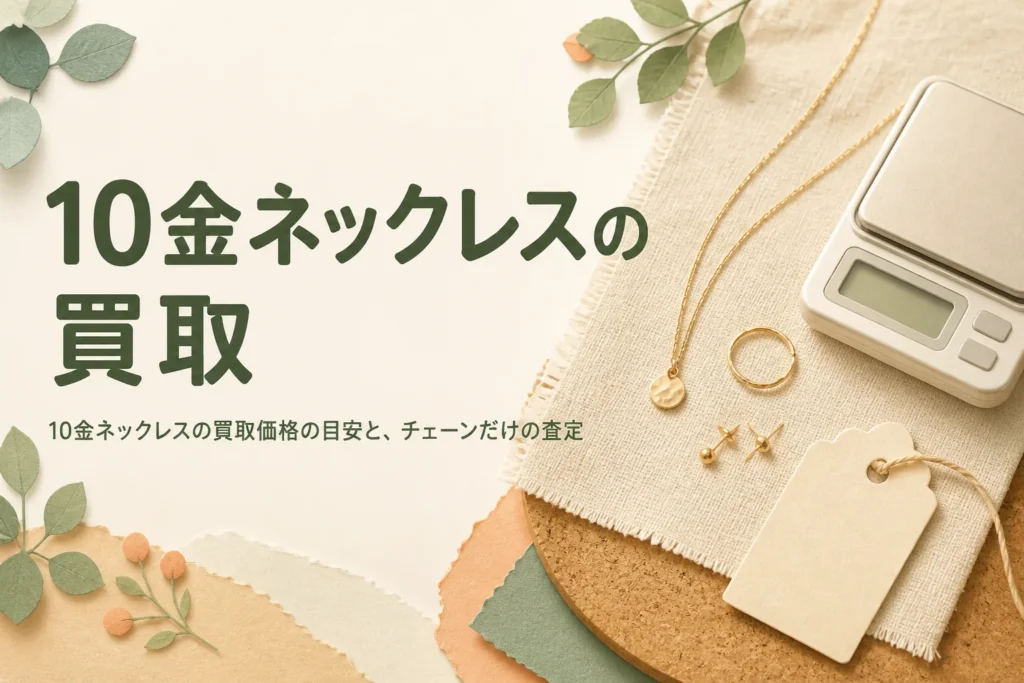 10金ネックレスの買取価格の目安とチェーンだけの査定を説明する記事のアイキャッチ