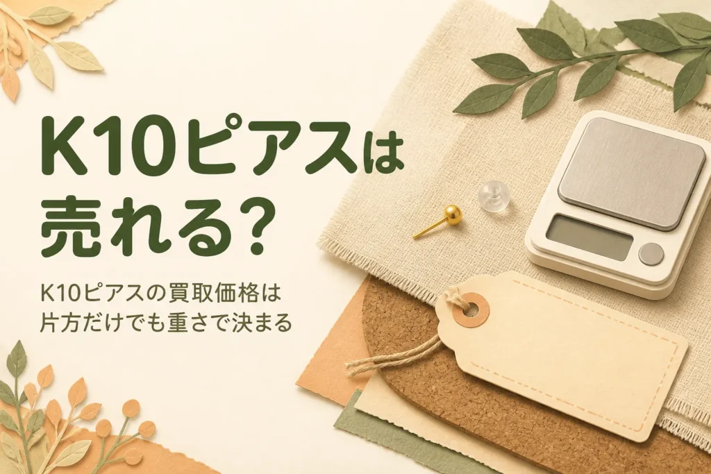 K10ピアスの買取価格と片方だけ・キャッチなしでも売れるかを説明する記事のアイキャッチ