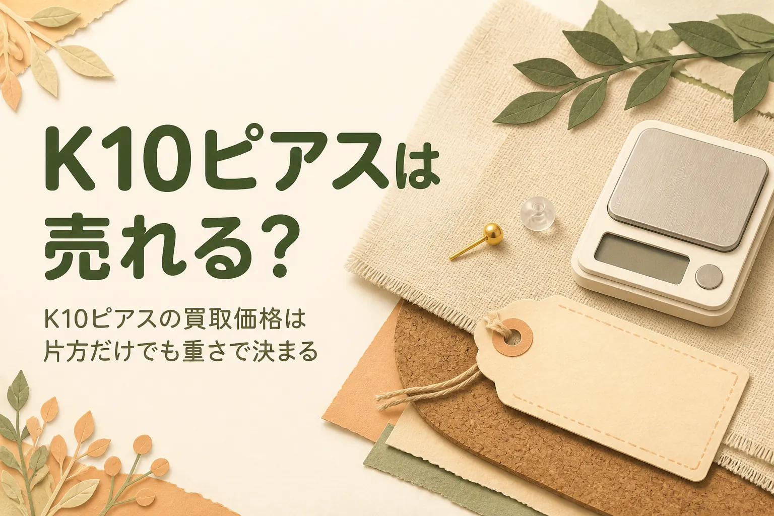 K10ピアスの買取価格と片方だけ・キャッチなしでも売れるかを説明する記事のアイキャッチ