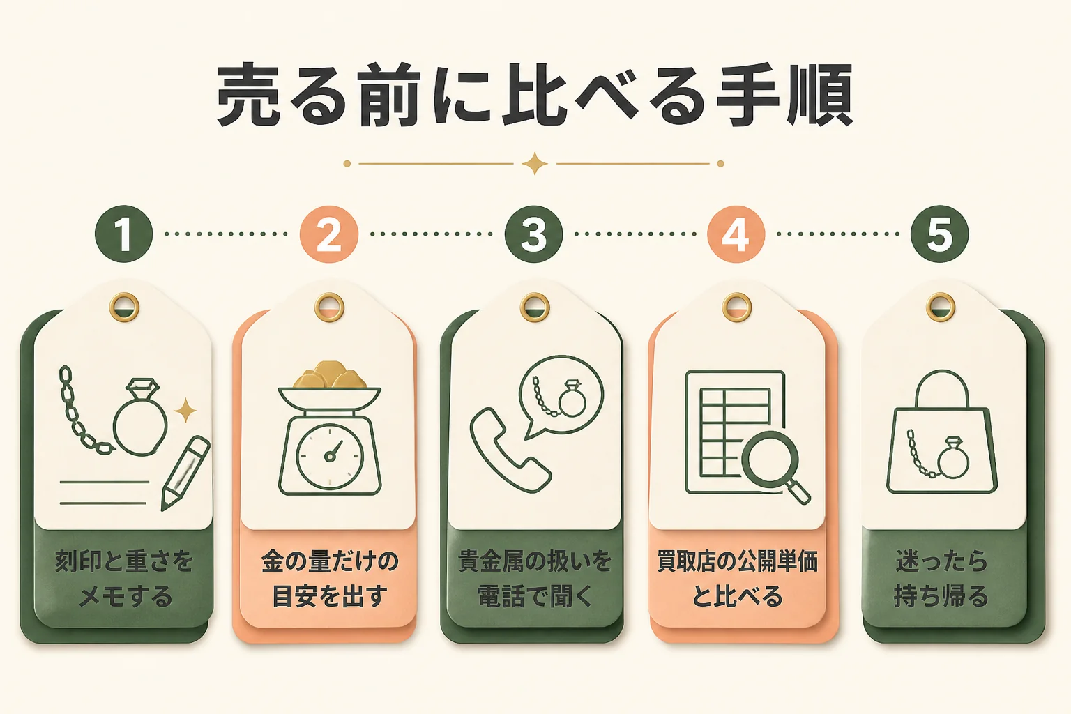10金をリサイクルショップと買取店で比べる手順の図解