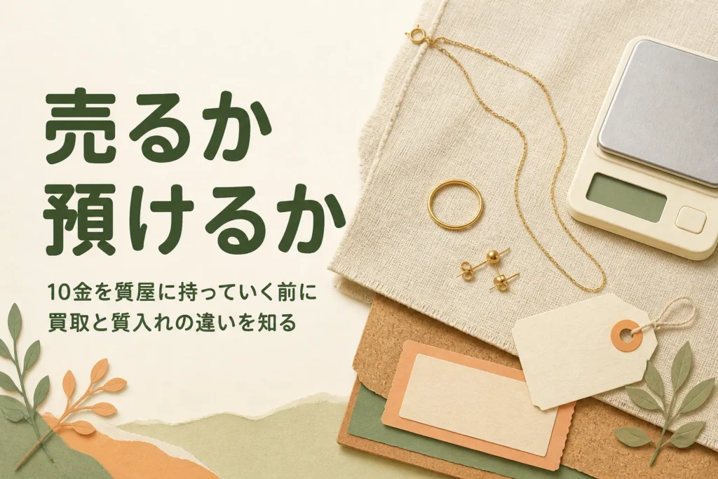 10金を質屋に持っていく時の買取と質入れの違いを紹介する記事のアイキャッチ