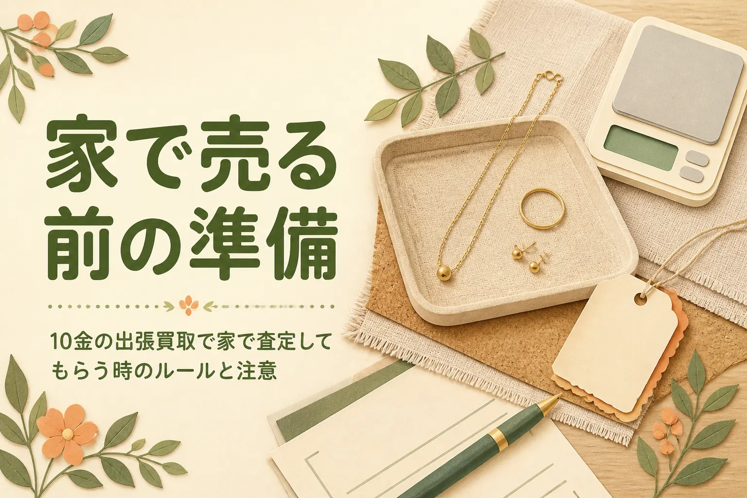 10金の出張買取で家で査定してもらう時のルールと注意を紹介する記事のアイキャッチ